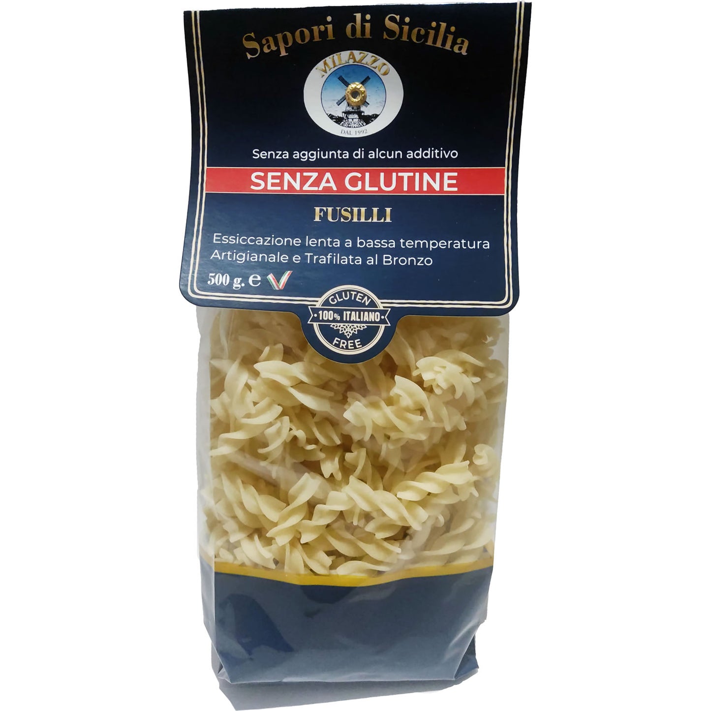 FUSILLI SENZA GLUTINE DI MAIS E RISO – 500 gr