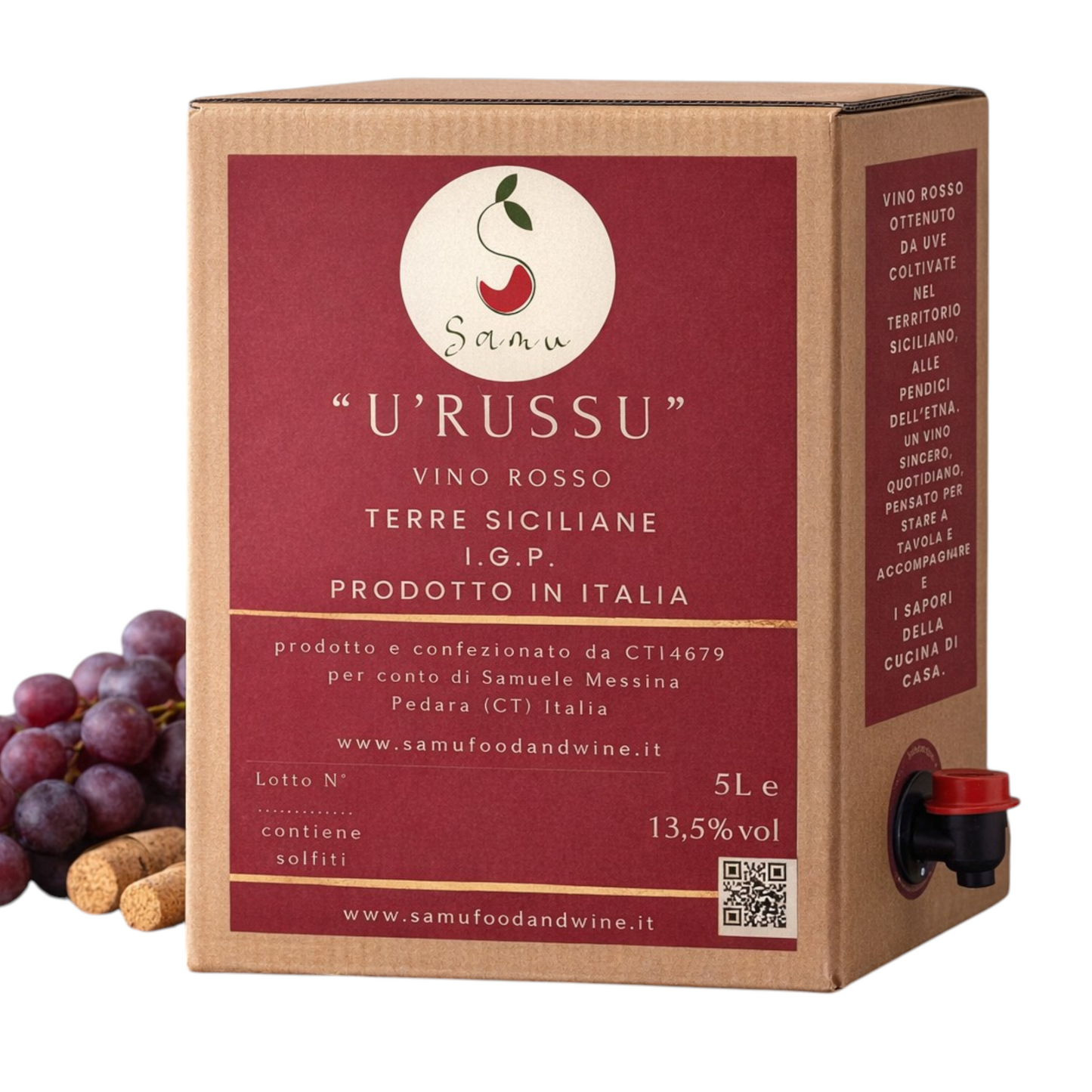 U Russu Vino Rosso Terre Siciliane IGP Bag in Box 5 L