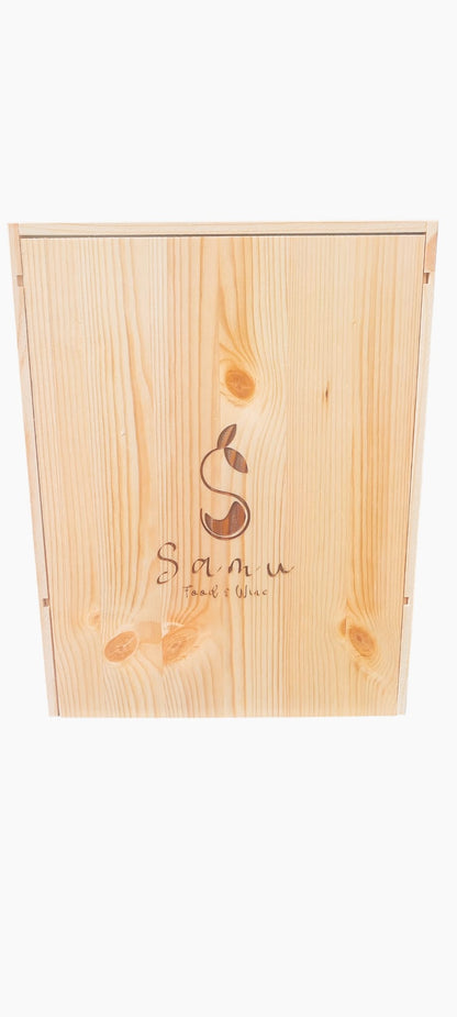 Cassetta in legno di pino con coperchio scorrevole