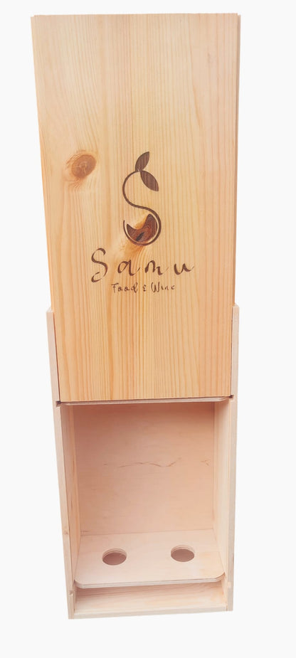 Cassetta in legno di pino con coperchio scorrevole