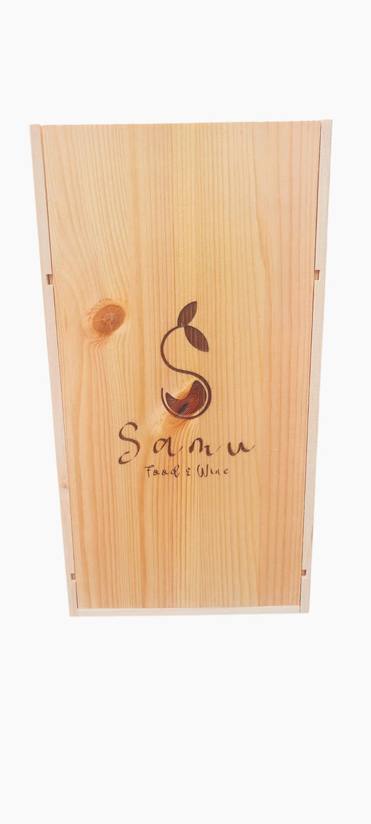 Cassetta in legno di pino con coperchio scorrevole