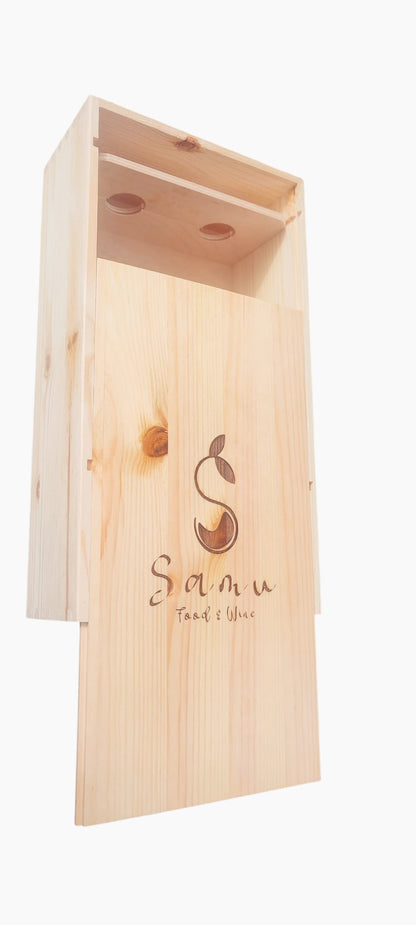 Cassetta in legno di pino con coperchio scorrevole