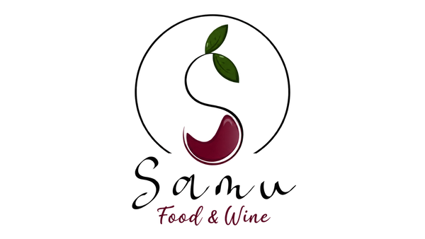 Samu Food & Wine, S originale con vino violaceo e due foglie d’ulivo